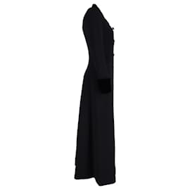 Ralph Lauren-Ralph Lauren Double Breasted Long Coat in Black Cotton -Black