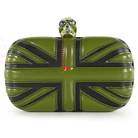 Alexander Mcqueen-Alexander McQueen Red & Black Leather Union Jack Clutch-Multiple colors