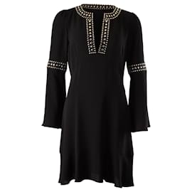 Michael Kors-Michael Kors Studded Empire Sleeve Dress in Black Polyester-Black