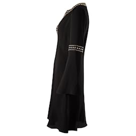 Michael Kors-Michael Kors Studded Empire Sleeve Dress in Black Polyester-Black