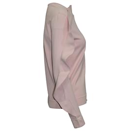 Valentino-Valentino Langarm-Sweatshirt mit Stehkragen und Rüschen aus rosa Viskose-Pink