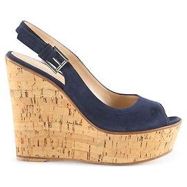 Sandali con zeppa e plateau Gianvito Rossi in pelle scamosciata blu navy Blu Blu navy