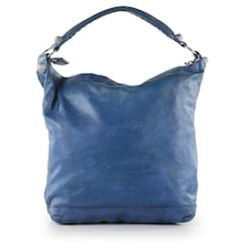 Balenciaga-Balenciaga Blue Lambskin Leather Day Hunter Bag-Blue