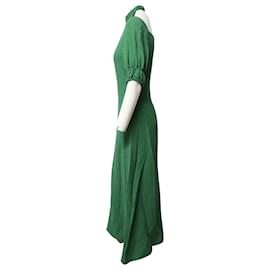 Autre Marque-Emilia Wickstead Vestido mimi de cloqué con aberturas en viscosa verde-Verde