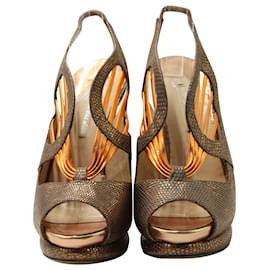 Nicholas Kirkwood-Nicholas Kirkwood Lizard Specchio High Heel Sandalen aus bronzefarbenem Metallic-Leder-Metallisch,Bronze