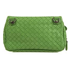 Bottega Veneta-BOTTEGA VENETA Green Intrecciato Woven Nappa Leather clutch crossbody chain bag-Green