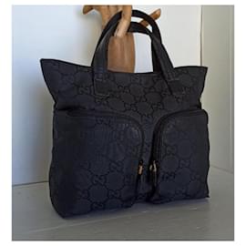 Gucci-Mini sac en toile à logo Gucci-Noir