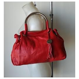 Furla-Furla red bag with steel handles-Red