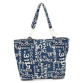 Chanel-Chanel By Sea Line Shoulder Bag Plastic Chain Tote Bag-Navy blue