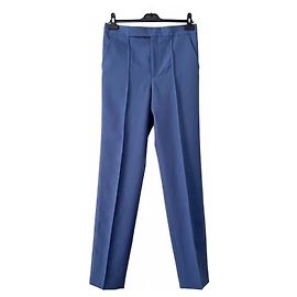 Pantalon droit bleu Céline en polyester Bleu