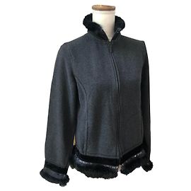 La Perla Paillettenjacke Dunkelgrau Viskose Anthrazitgrau