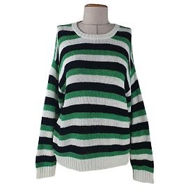 Vince Camuto Gestreifter Baumwollpullover Grün Größe L Grün