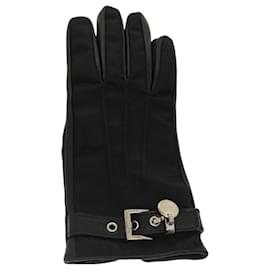 Prada-PRADA Gloves Nylon Leather 6 1/2 Black Auth yk5007-Black