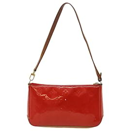 Louis Vuitton-LOUIS VUITTON Vernis Mallory Square Accessory Pouch Red M91295 LV Auth 31335-Red