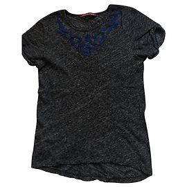 T-shirt Comptoir Des Cotonniers Cinza de Lã e Algodão com Bordado Azul Cinza