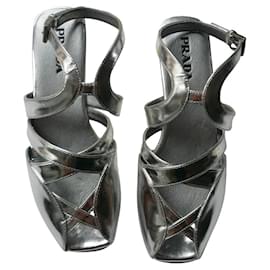 Prada-PRADA New sandálias de cunha espelhada T36 ISTO-Prata