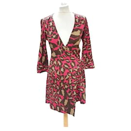 Diane Von Furstenberg-DvF Julian Mini robe portefeuille en imprimé Cheetah rose-Multicolore,Imprimé léopard