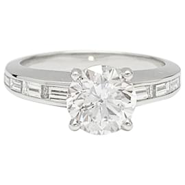 inconnue-Solitaire ring with baguette diamonds.-Other