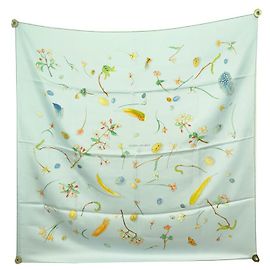 Hermès NUOVA SCIARPA HERMES FIORI E PIUME 90 SCIARPA CM P COOKE LEIGH IN SETA BLU Blu