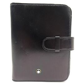 MONTBLANC AGENDA HOLDER MEISTERSTUCK PM ORGANIZER BLACK LEATHER BLACK DIARY COVER Black