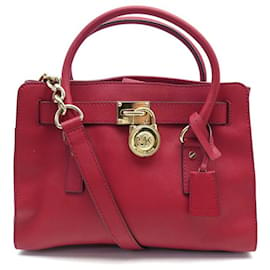 Michael Kors-Michael Kors handbag 30S2GHMS3L LOCKET IN RED LEATHER LEATHER HAND BAG-Red