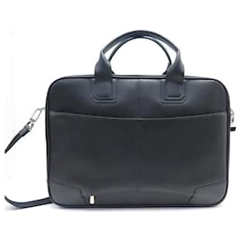 St Dupont-NEW ST DUPONT DEFI BRIEFCASE BRIEFCASE BLACK LEATHER SHOULDER BRIEFCASE-Black