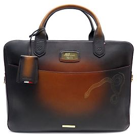 ST DUPONT BRIEFCASE BAG ATELIER IN BROWN LEATHER SNAKE PATTERN Brown