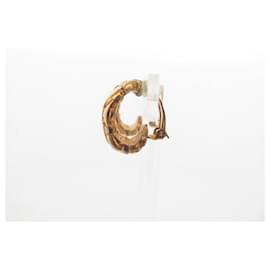 Yves Saint Laurent-VINTAGE YVES SAINT LAURENT YSL LOGO EARRINGS IN GOLD METAL EARRINGS-Golden