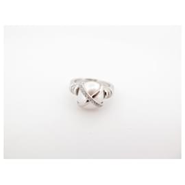 Fred-NINE FRED BAIE DES ANGELS RING 53 PLATINUM DIAMONDS 0.30 CT WHITE PEARL-Silvery
