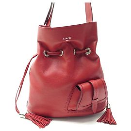 NEW LANCEL PREMIER FLIRT GM A HANDBAG10924 RED LEATHER SHOULDER BAG Red