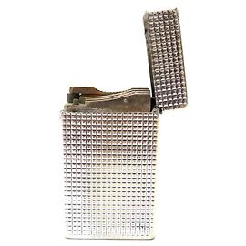 VINTAGE LIGHTER ST DUPONT LINE 2 DIAMOND TIP SILVER METAL LIGHTER Silvery
