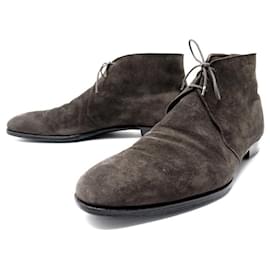 Autre Marque-CROCKETT AND JONES MILLBANK CHUKKA SHOES 11E 45 IN BROWN VELVET calf leather-Brown