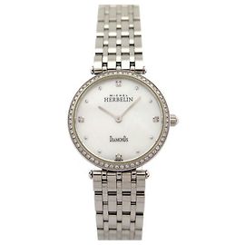 RELÓGIO MICHEL HERBELIN EPSILON 1045/60YB89 RELÓGIO DE QUARTZO DE AÇO E DIAMANTES Prata