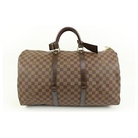 Louis Vuitton-Damier Ebene Keepall 50 Boston Duffle Bag-Other