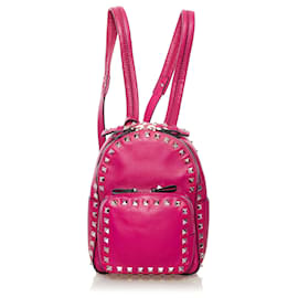 Valentino Pink Rockstud Leather Backpack Pink