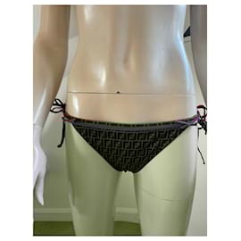 Fendi-Fendi monogram zucca lined F bikini-Brown,Pink,Beige,Green