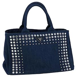 Prada-PRADA Canapa stone Hand Bag Canvas Blue Auth 31507-Blue