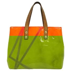 Louis Vuitton-LOUIS VUITTON Monogram Vernis Fluo Reade PM Hand Bag Orange M91905 Auth bs2127-Orange