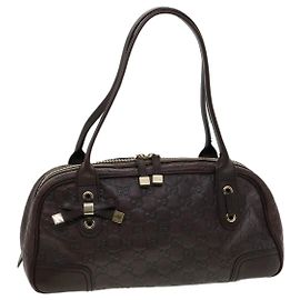 GUCCI GG Canvas Borsa A Tracolla Guccissima Marrone Auth am3101 Marrone