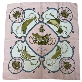 Lenço Hermès Springs de seda rosa 90 cm Rosa