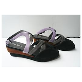 Prada-PRADA Tricolor suede leather sandals new condition T36IT-Multiple colors