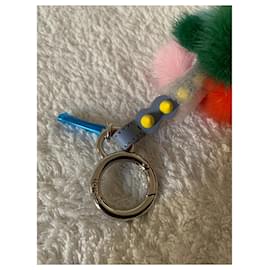 Fendi-Fendi leather and fur charm/key holder-Multiple colors