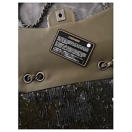 Chanel-Chanel flap bag sequin coco cuba-Dark green,Silver hardware