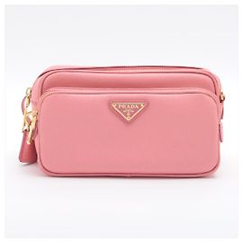 Prada Crossboby de bolso frontal em couro rosa Saffiano Rosa