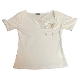T-shirt bianca in cotone ROCCOBAROCCO con dettagli dorati Bianco