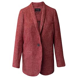 Isabel Marant-Isabel Marant Single-Breasted Blazer Coat in Red Lana Vergine-Red