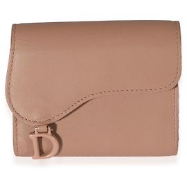 Dior Matte Pink Leather Saddle Lotus Wallet  Pink