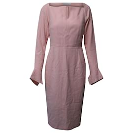 Roland Mouret-Roland Mouret Garten Crepe Midi Dress in Pink Polyester-Pink