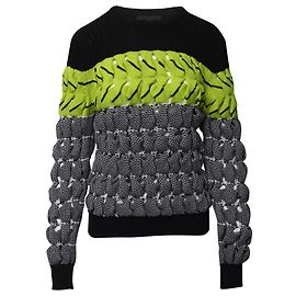 Alexander Wang Pull en maille technique color block en laine grise Gris
