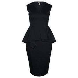 Sportmax Kleid mit Schößchen aus schwarzer Baumwolle Schwarz